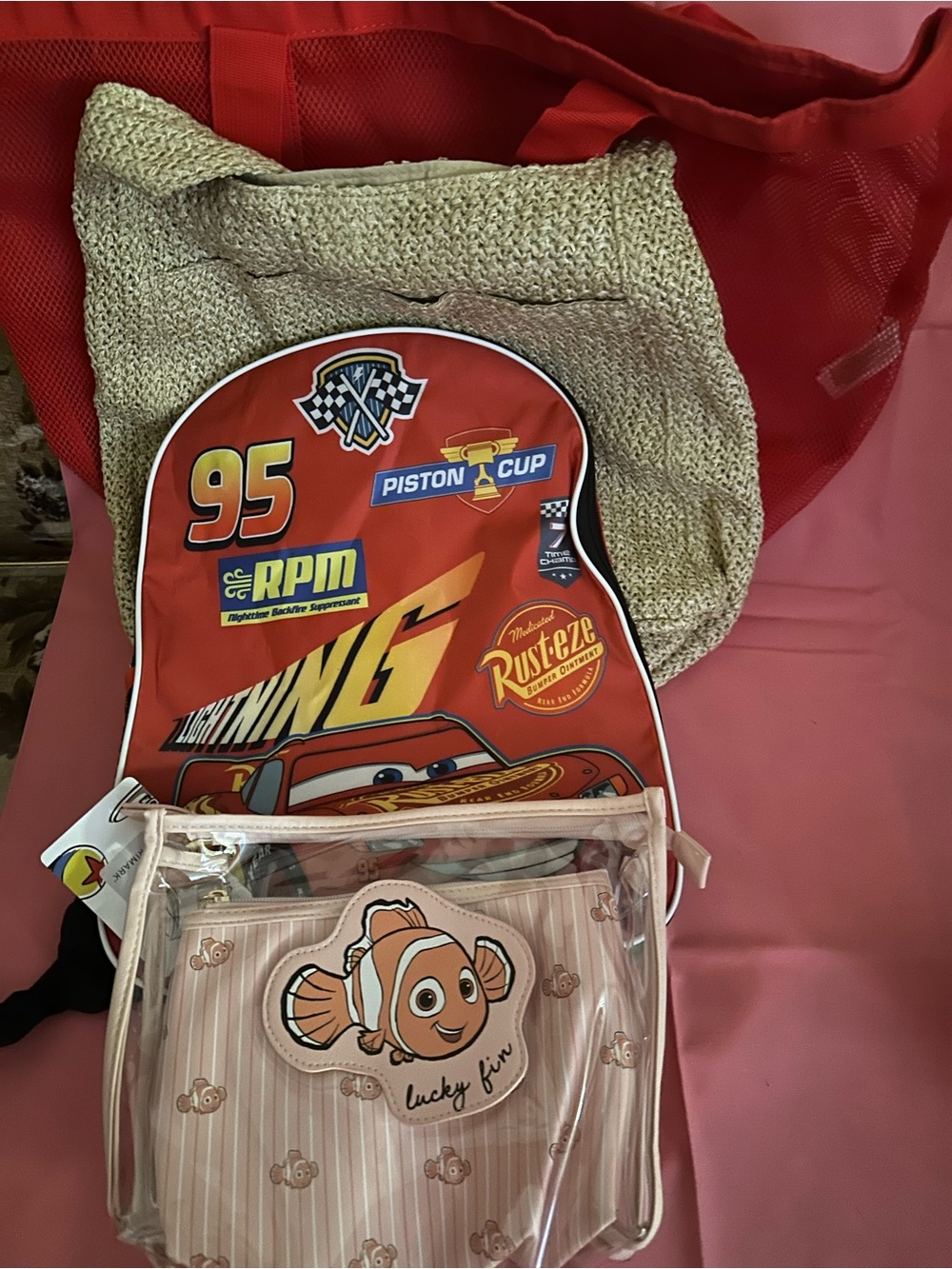 BUNDLE SALE!!

Primark Red Lightning McQueen Kids Backpack with Clear Nemo Pouch